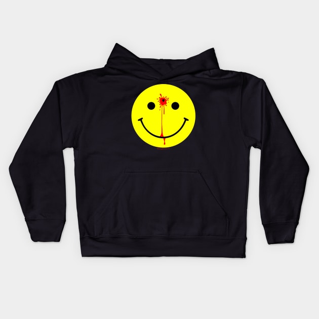Smiley Face with a Bullet Hole - Have a Nice Day Kids Hoodie by RainingSpiders